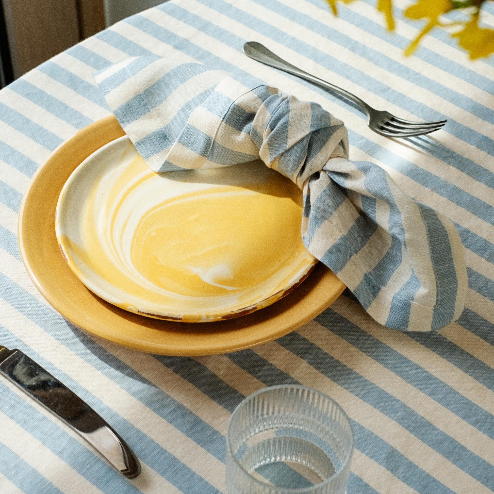 Coastal Blue Pembroke Stripe Linen Blend Napkin Set of 4
