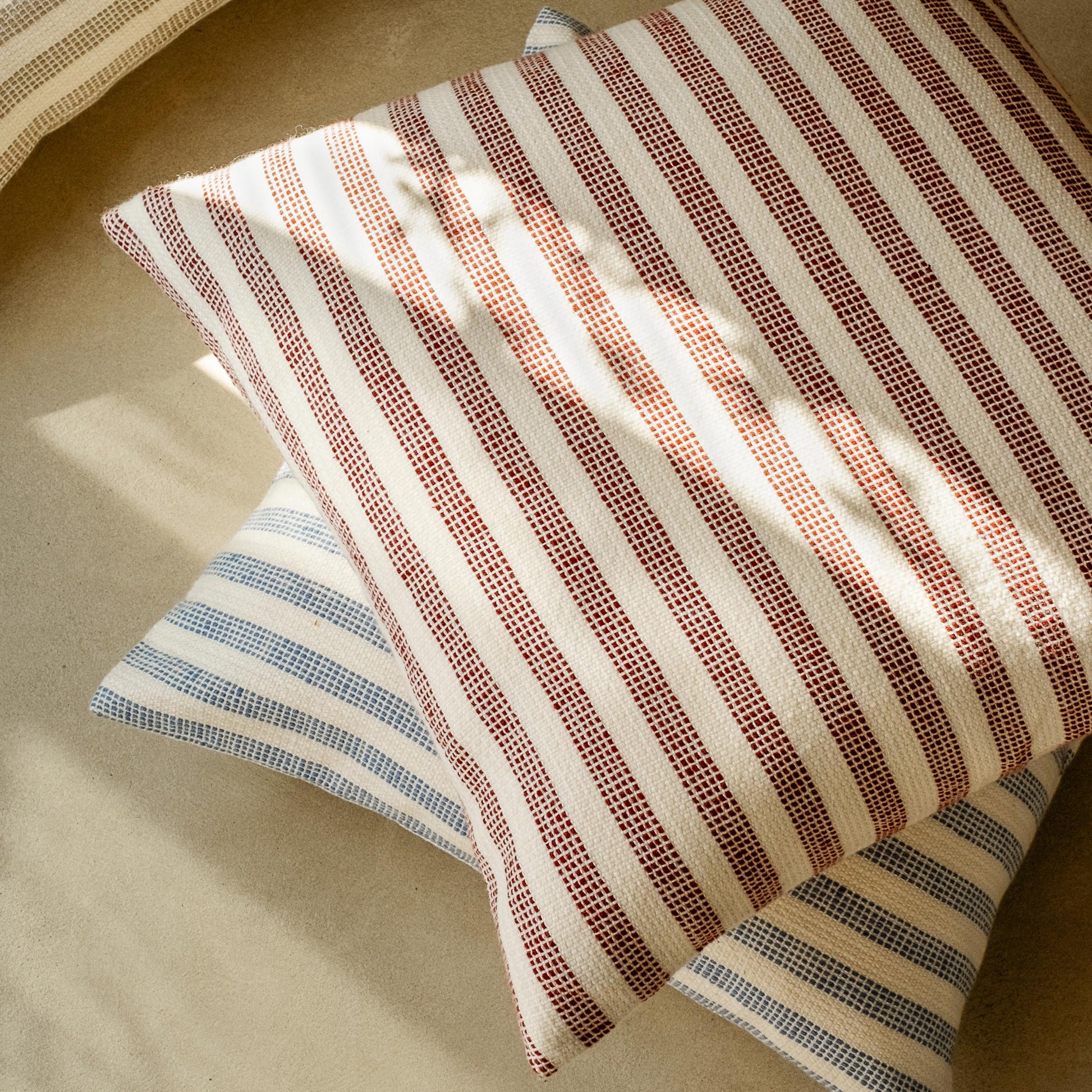 Rust Red Pembroke Stripe Wool Cushion Cover