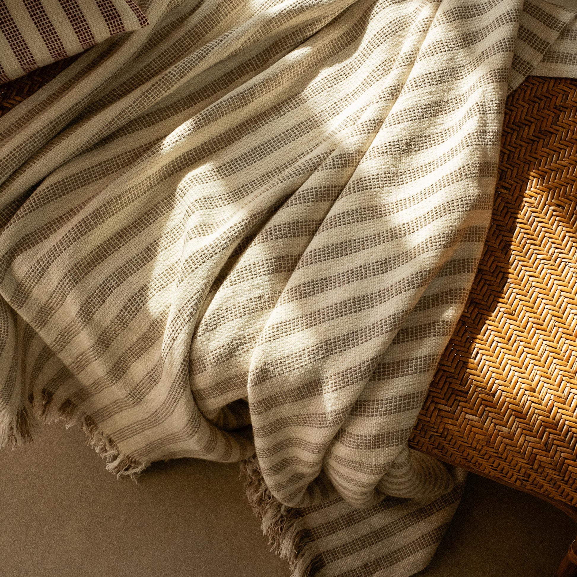 Oatmeal Pembroke Stripe Wool Throw