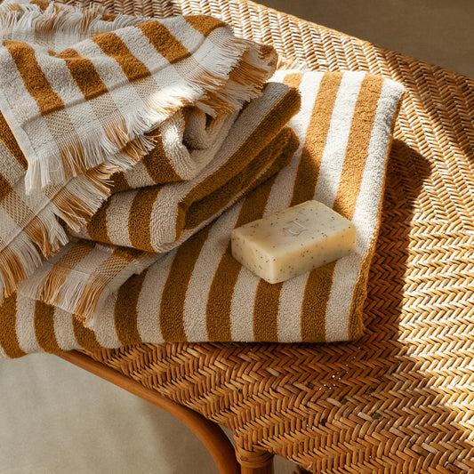 Russet Yellow Pembroke Stripe Cotton Towels