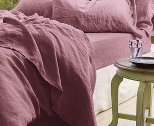 Raspberry Linen Blend Flat Sheet