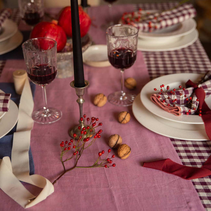 Raspberry Table Runner & Berry Gingham Tablecloth