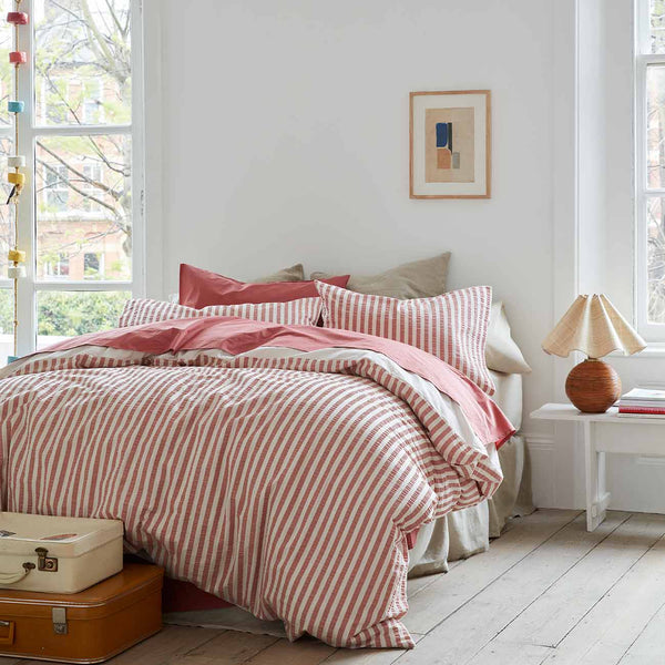 Desert Sand Seersucker Stripe Cotton Duvet Cover