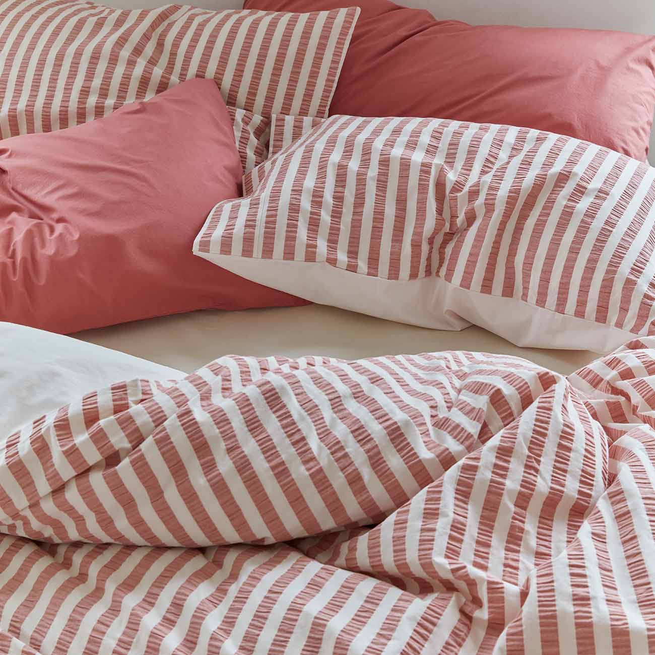 Desert Sand Seersucker Stripe Cotton Duvet Cover