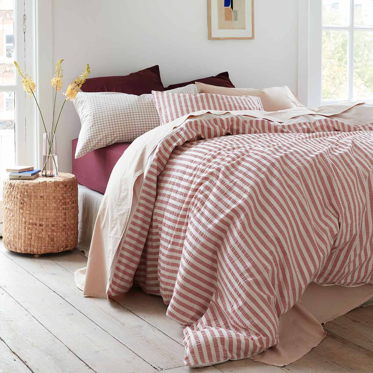 Desert Sand Seersucker Stripe Cotton Duvet Cover