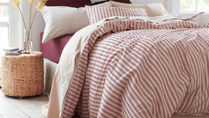 Desert Sand Seersucker Stripe Cotton Duvet Cover