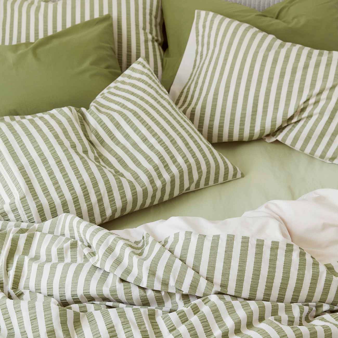 Pear Seersucker Stripe Cotton Duvet Cover