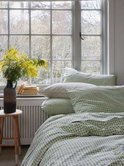Pear Small Gingham Cotton Pillowcase (Pair)
