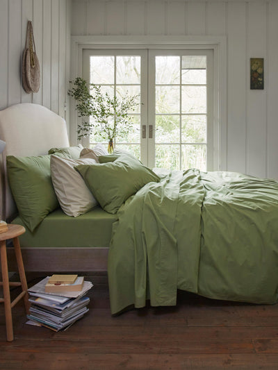 Pear Washed Cotton Percale Duvet Cover - alternate image