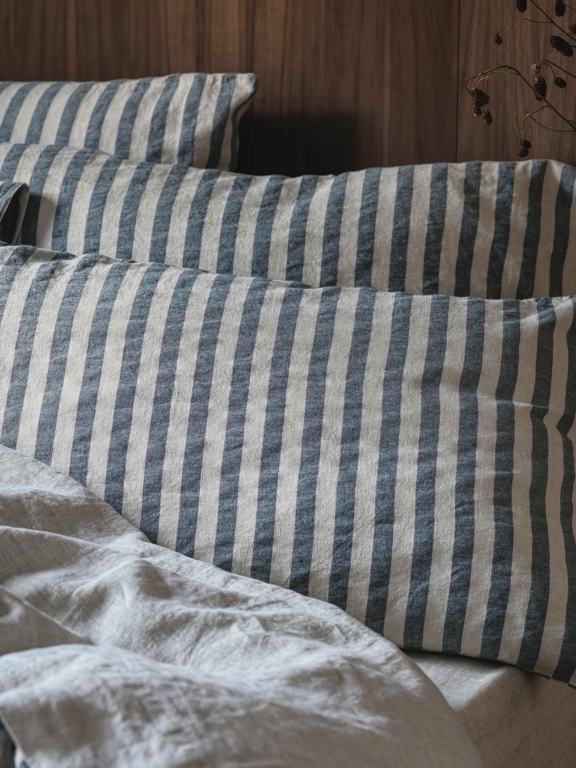 Atlantic Pembroke Stripe Linen Blend Pillowcases (Pair)
