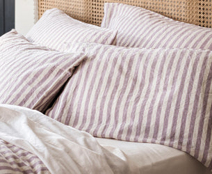 Elderberry Pembroke Stripe Linen Blend Pillowcases (Pair)