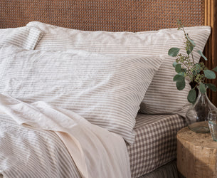 Oatmeal Stripe Linen Blend Pillowcases (Pair)