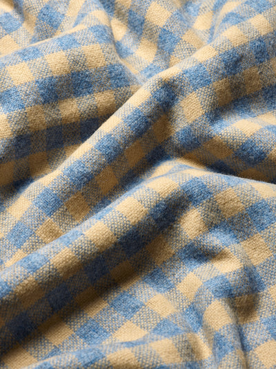 Warm Blue Gingham Wool Blanket