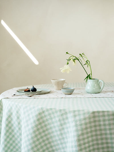 Sage Green Gingham Linen Blend Tablecloth - alternate image