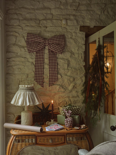 Berry Gingham Linen Bow