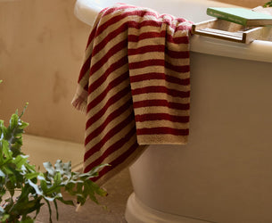 Sandstone Red Pembroke Stripe Cotton Towels