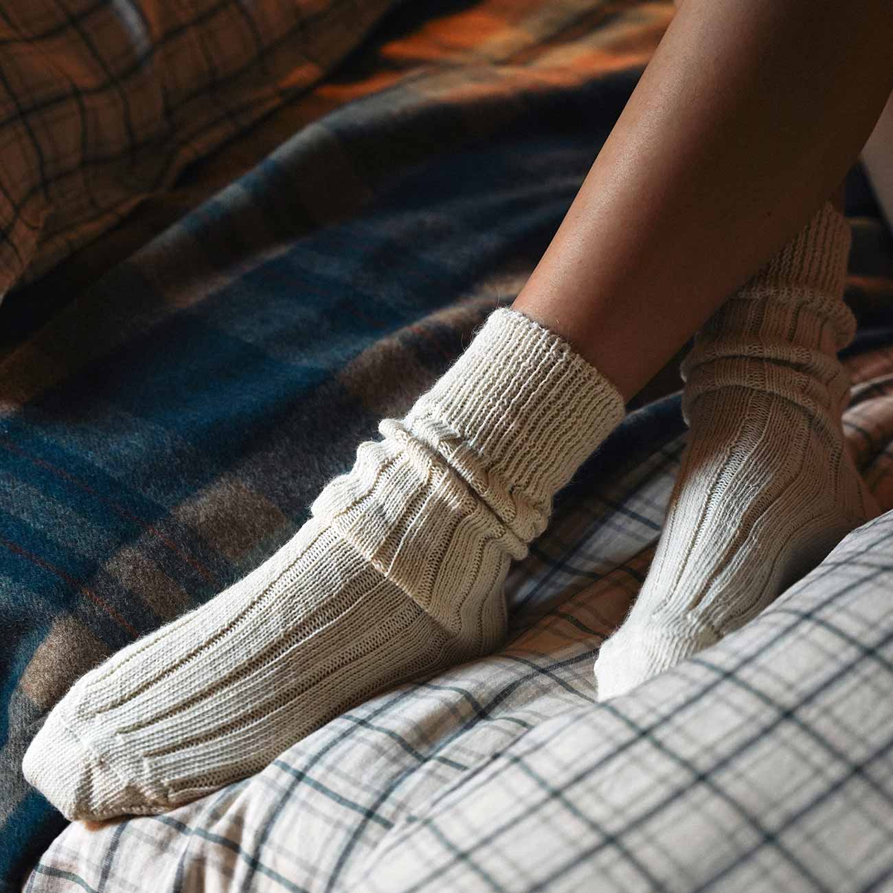 Ecru Alpaca Bed Socks