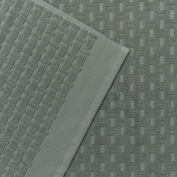 Ash Green Basketweave Cotton Mat Detail