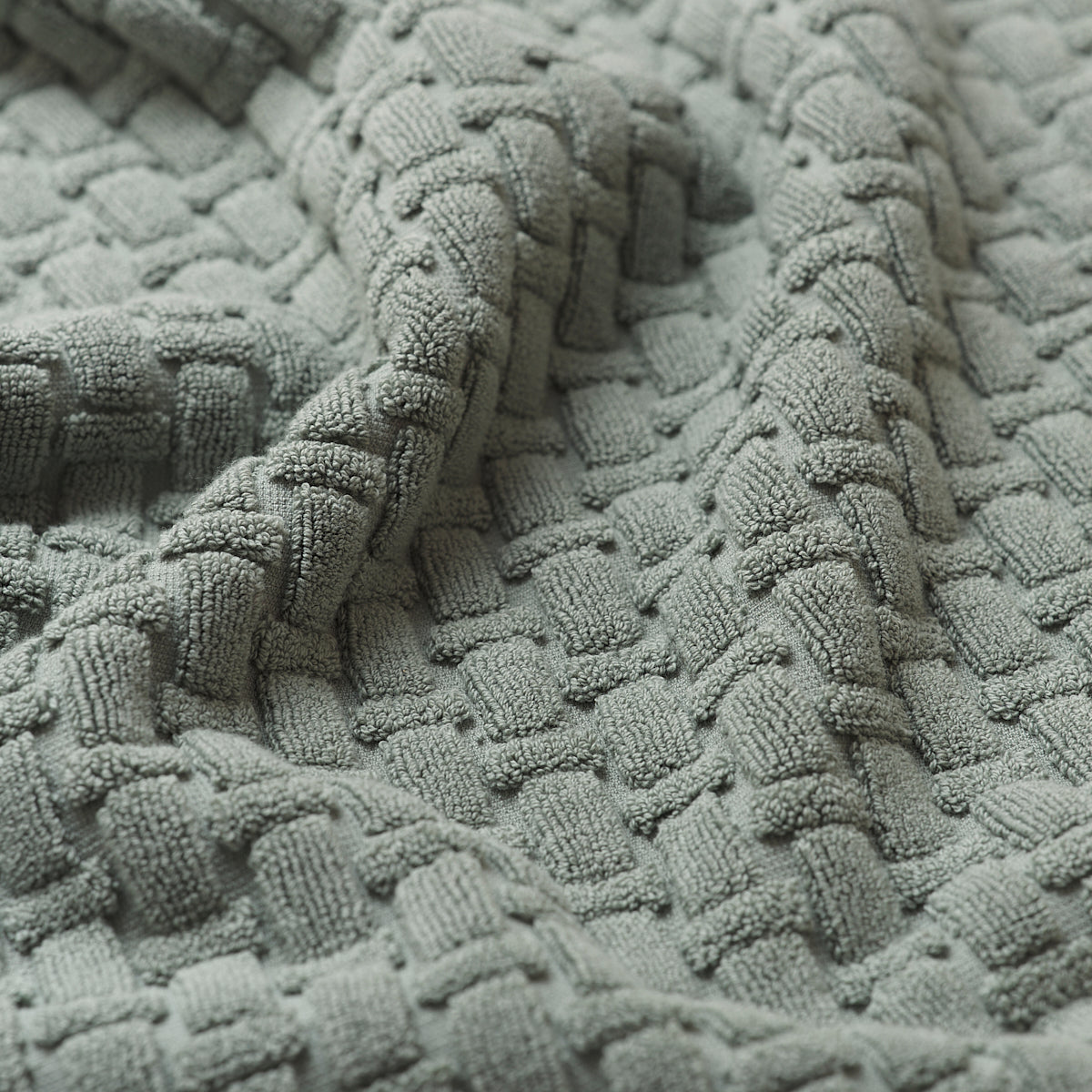 Ash Green Basketweave Cotton Mat Fabric