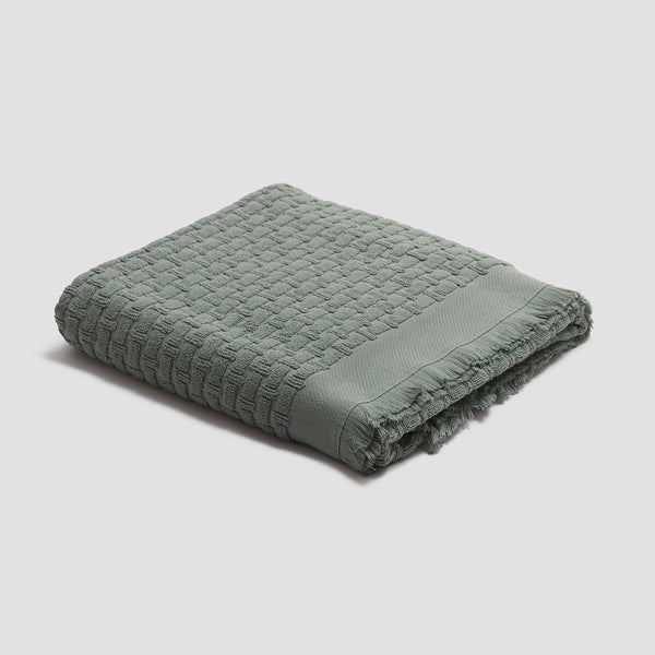 Ash Green Basketweave Cotton Bath Sheet