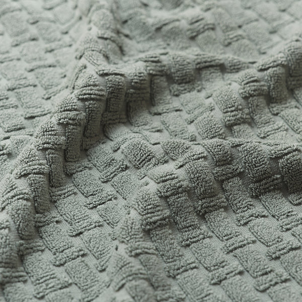 Ash Green Basketweave Cotton Towels Detail
