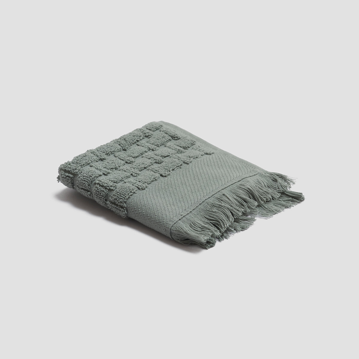 Ash Green Basketweave Cotton Face Towel