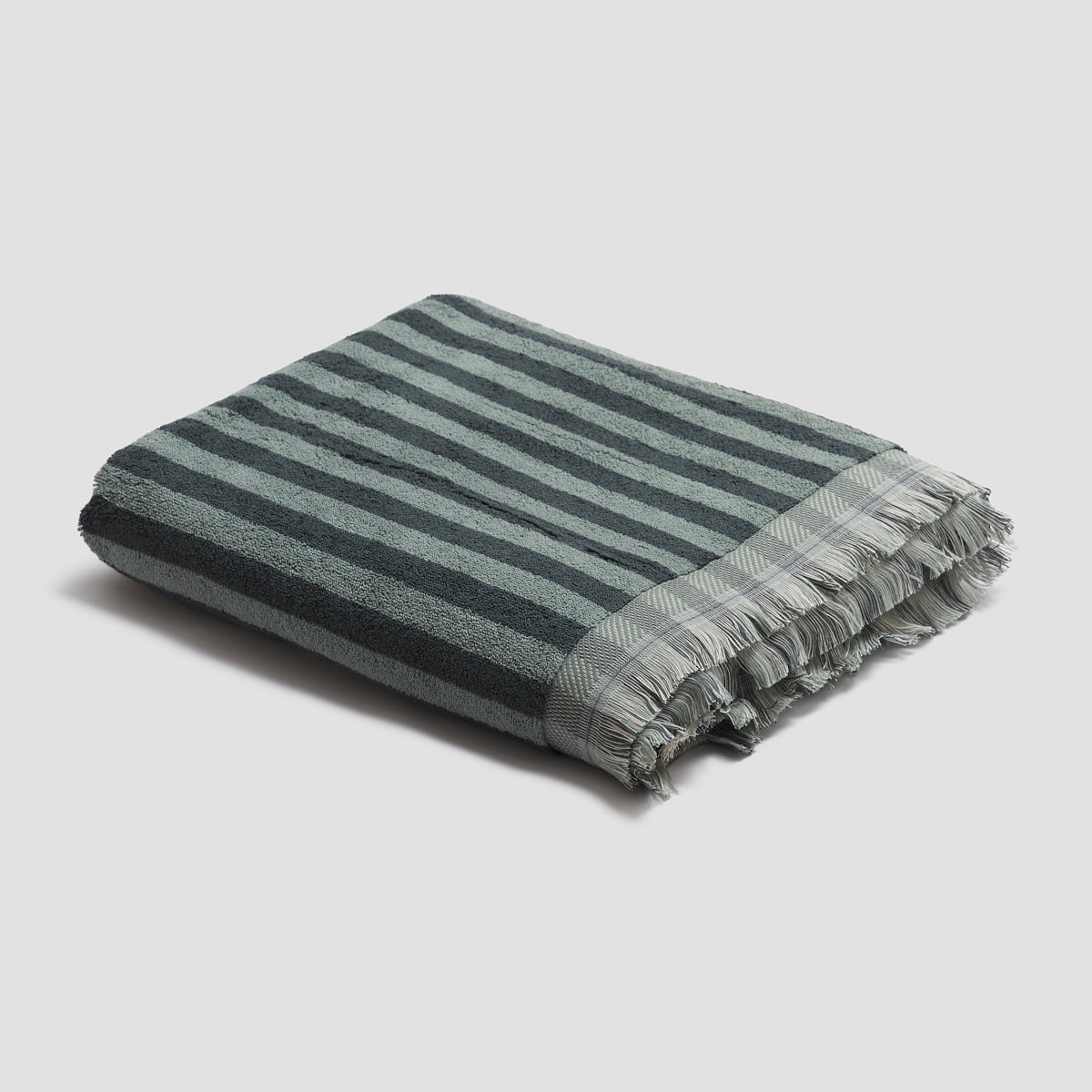 Pine Green Stripe Cotton Bath Sheet