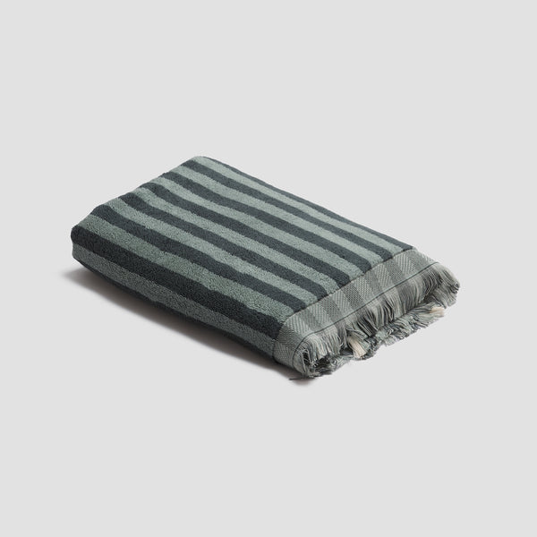 Pine Green Stripe Cotton Bath Towel