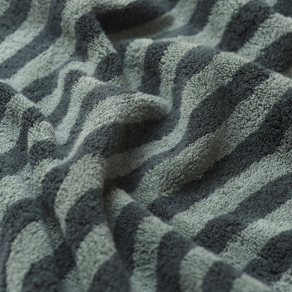 Pine Green Stripe Cotton Bath Towel Detail