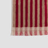 Sandstone Red Stripe Cotton Hand Towel Fringe Detail
