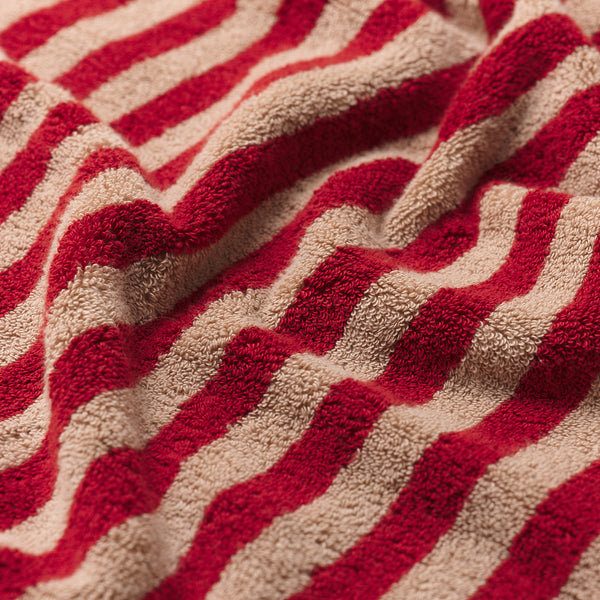 Sandstone Red Stripe Cotton Bath Sheet Detail