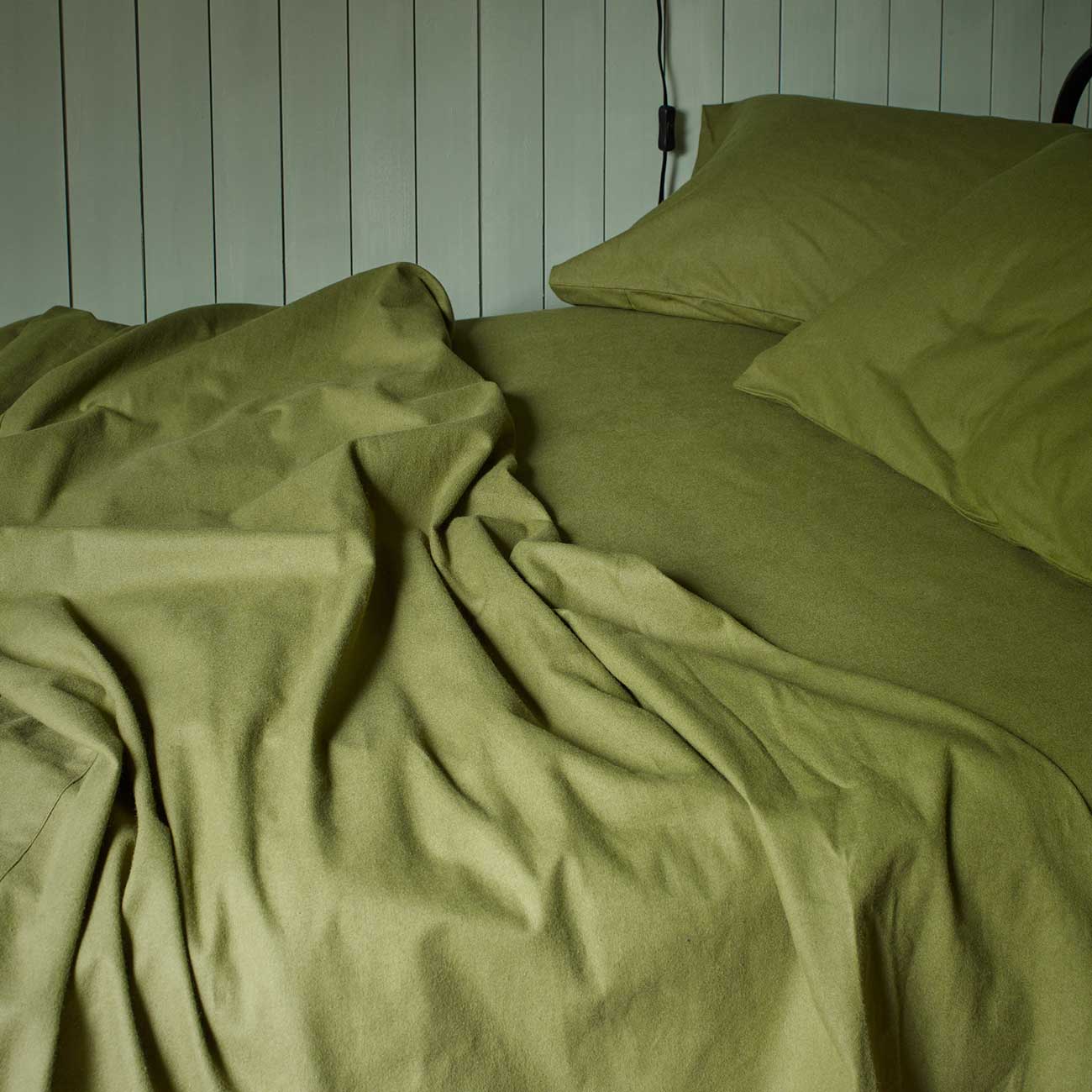 Olive Green Brushed Cotton Fitted Sheet