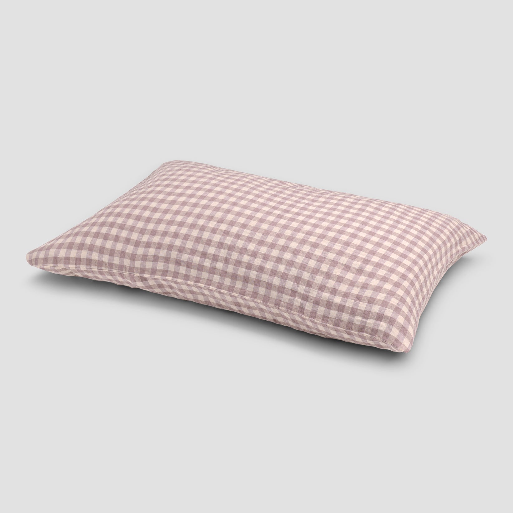 Elderberry Gingham 100 Linen Pillowcases (Pair) Piglet in Bed UK