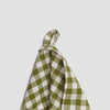 Botanical Green Gingham Linen Tea Towel Hanging Loop Detail