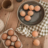 Nori Pottery West Dinner Bowl and Botanical Green Gingham Linen Tea Towel