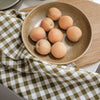 Ochre Pottery West Dinner Bowl and Botanical Green Gingham Linen Tea Towel