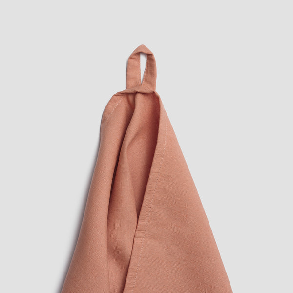 Warm Clay Linen Tea Towel Hanging Loop Detail