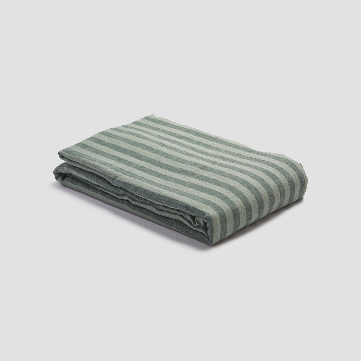 Pine Green Pembroke Stripe Linen Duvet Cover
