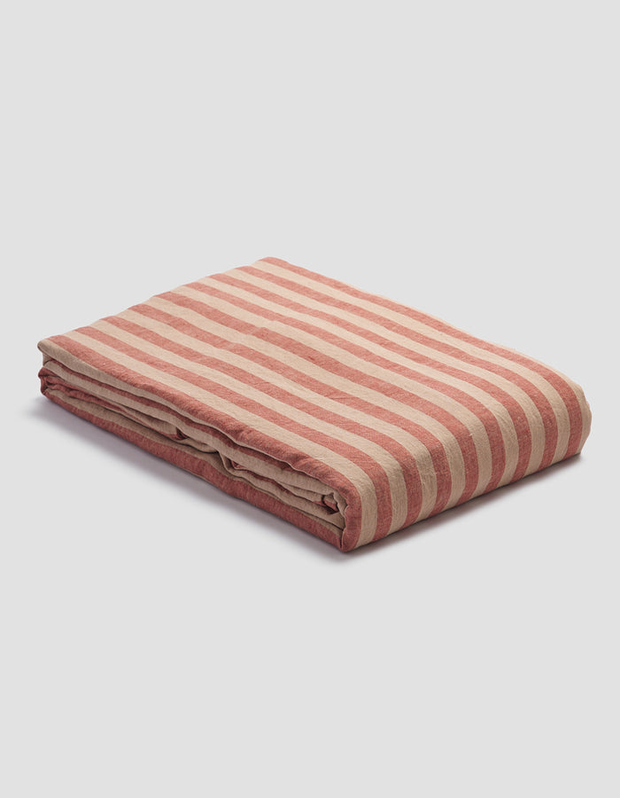 Sandstone Red Pembroke Stripe Linen Duvet Cover