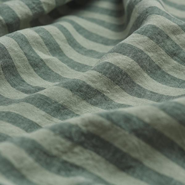 Pine Green Pembroke Stripe Linen Pillowcases (Pair) Detail