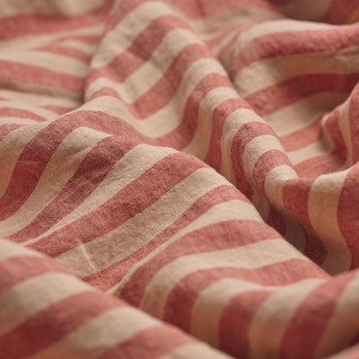 Sandstone Red Pembroke Stripe Linen Fabric Swatch