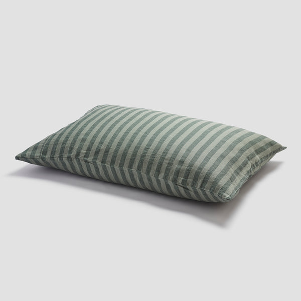 Pine Green Pembroke Stripe Linen Pillowcase