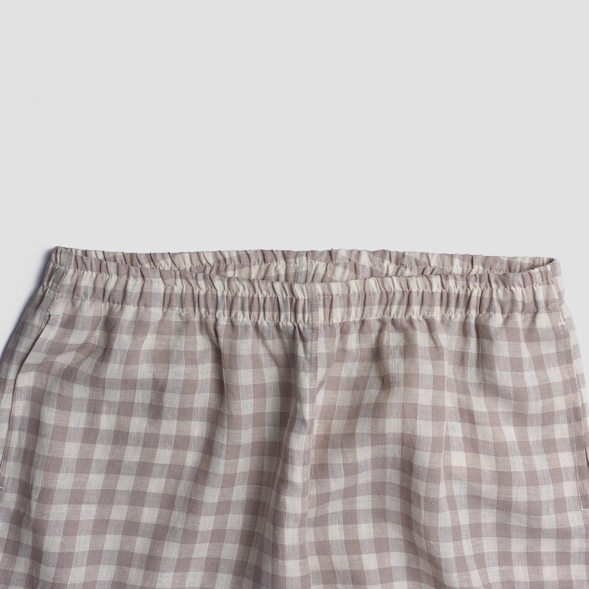 Men's Mushroom Gingham Pyjama Trousers Elasticated Waistband