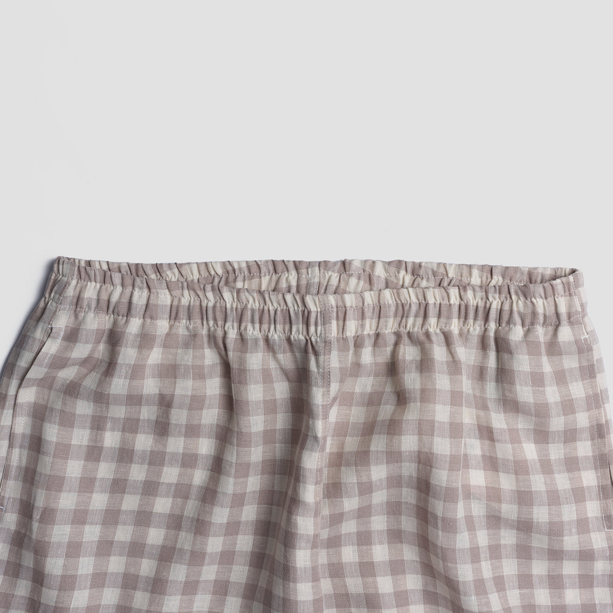 Mushroom Gingham Pyjama Shorts Elasticated Waistband