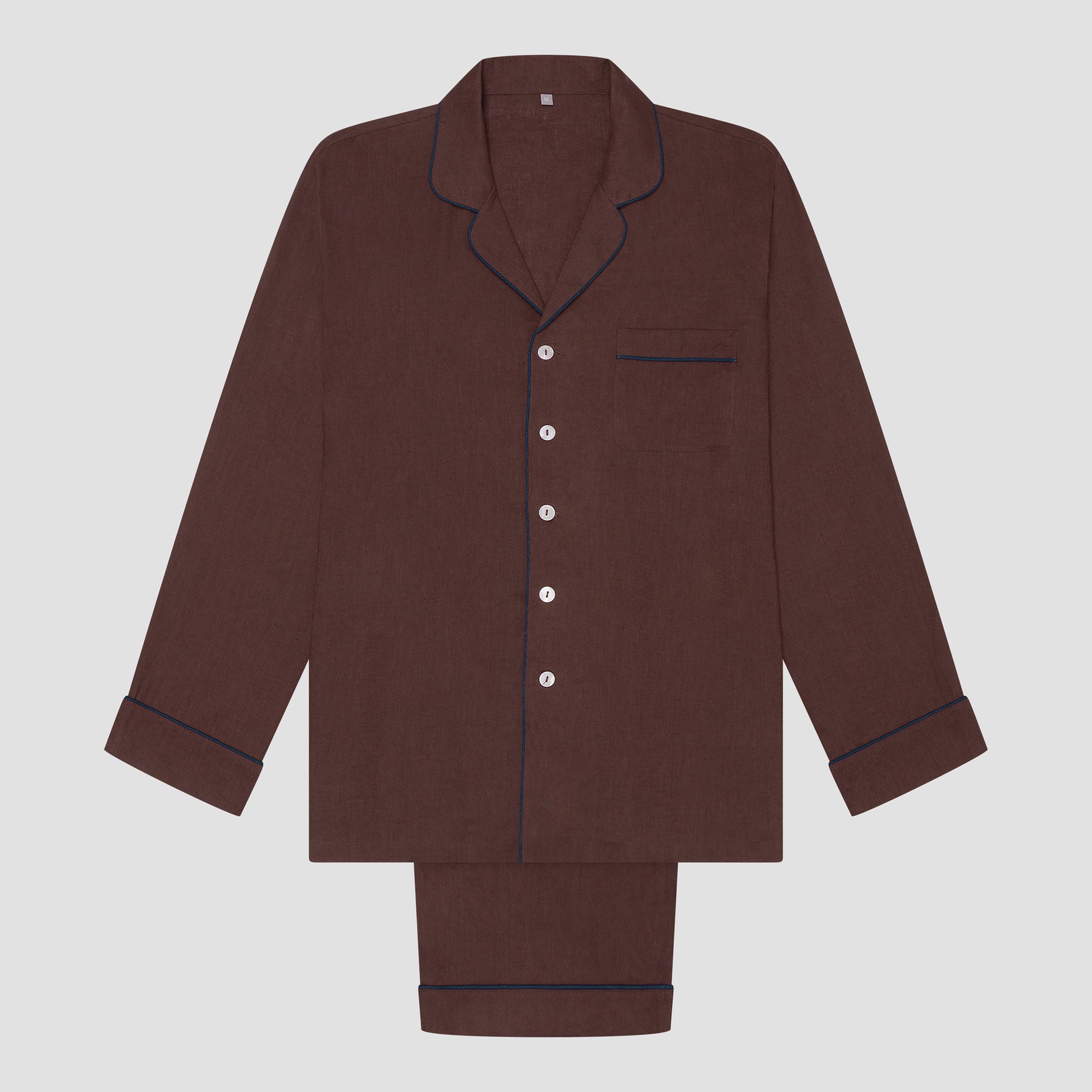 Men's Conker Brown Linen Pyjama Trouser Set