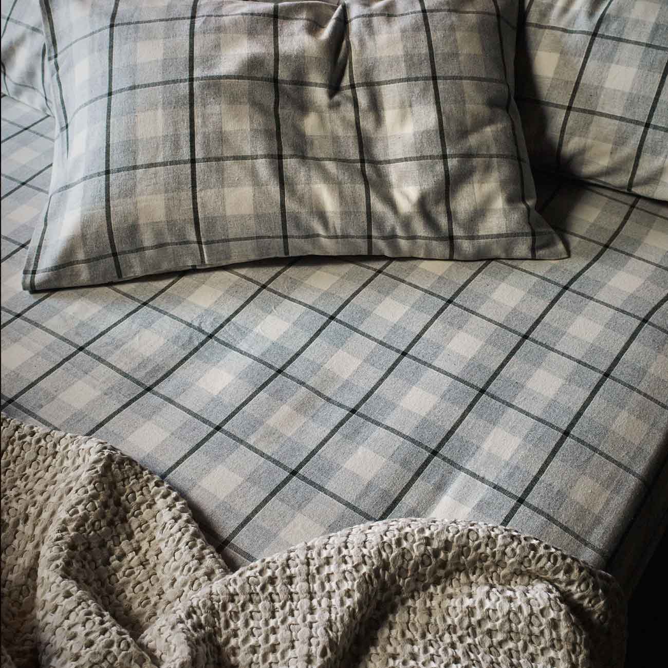 Fern Green Check Brushed Cotton Fitted Sheet