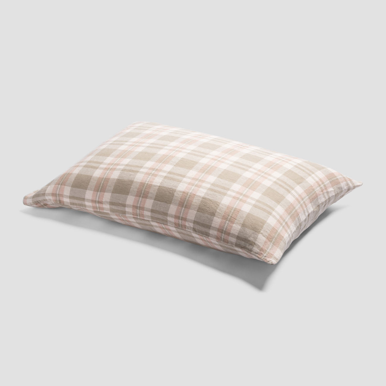 Taupe Check Linen Pillowcases (Pair)