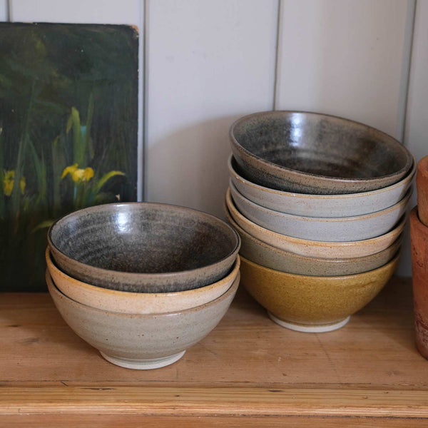 Pottery West Cereal Bowls in Nori, Sand, Powder, Olive and Ochre