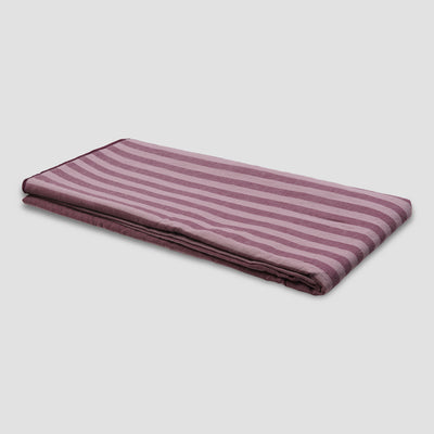 Plum Wine Amberley Stripe Linen Blend Tablecloth