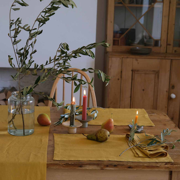 Honey Linen Placemats, Napkins and Runner